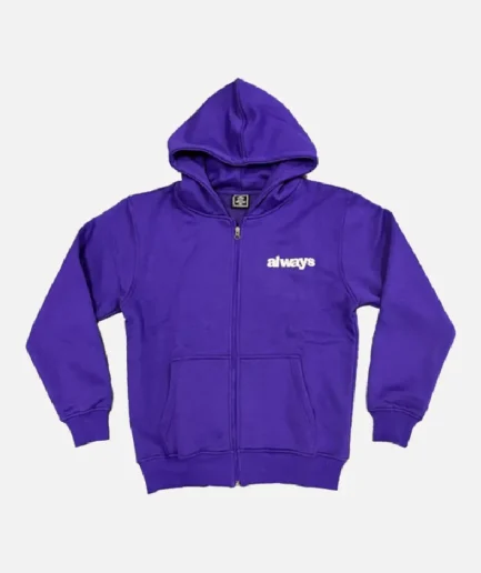 Adwysd Always Up Purple Zip Up Hoodie