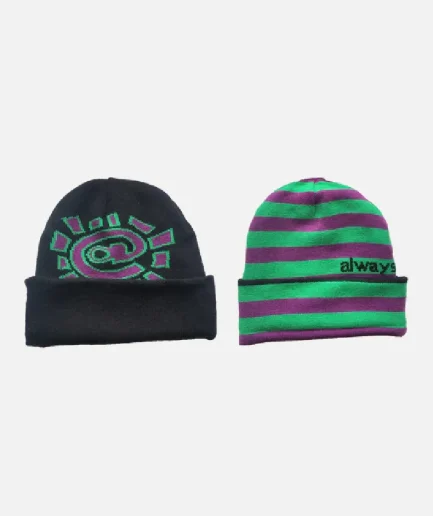 Adwysd Reversible Cuff Beanie Purple/Green