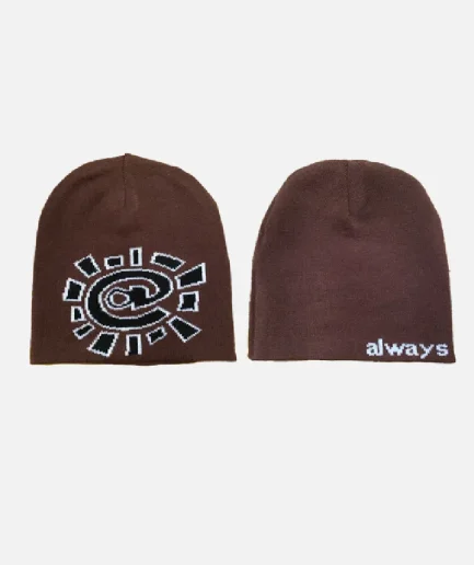 Adwysd Reversible No Cuff Beanie Brown